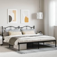 vidaXL Metal Bed Frame with Headboard Black 76