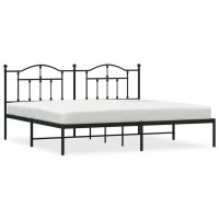 vidaXL Metal Bed Frame with Headboard Black 76