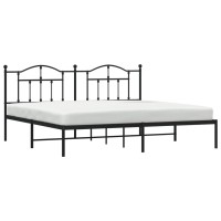 vidaXL Metal Bed Frame with Headboard Black 76