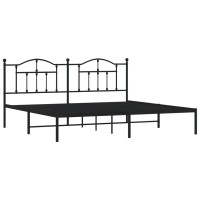 vidaXL Metal Bed Frame with Headboard Black 76