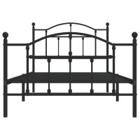 vidaXL Metal Bed Frame with Headboard and Footboard Black 39.4