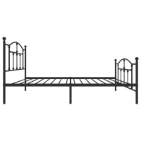 vidaXL Metal Bed Frame with Headboard and Footboard Black 39.4