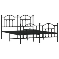 Vidaxl Metal Bed Frame With Headboard And Footboard Black 53.1