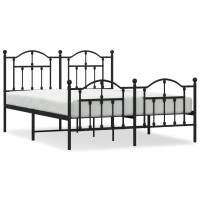 vidaXL Metal Bed Frame with Headboard and Footboard Black 59.1