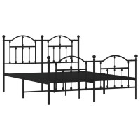 vidaXL Metal Bed Frame with Headboard and Footboard Black 59.1