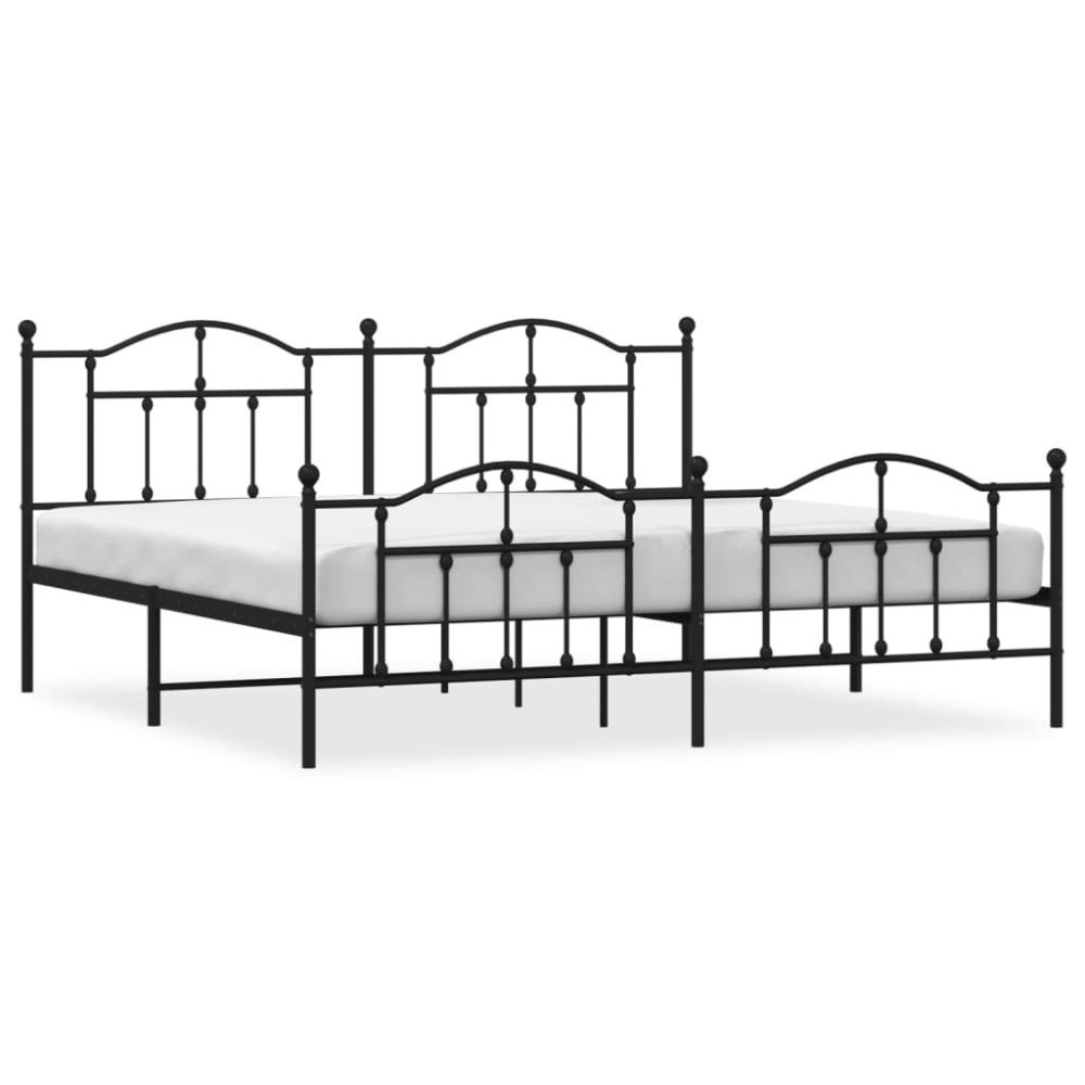 Vidaxl Metal Bed Frame With Headboard And Footboard Black 76