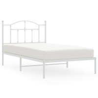 Vidaxl Metal Bed Frame With Headboard White 39.4