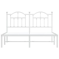 vidaXL Metal Bed Frame with Headboard White 53.1