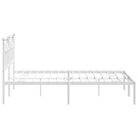 vidaXL Metal Bed Frame with Headboard White 53.1