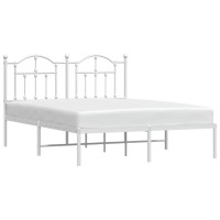 vidaXL Metal Bed Frame with Headboard White 59.1