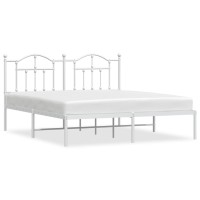 vidaXL Metal Bed Frame with Headboard White 72