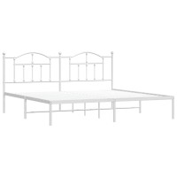 Vidaxl Metal Bed Frame With Headboard White 76