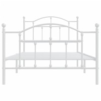 vidaXL Metal Bed Frame with Headboard and Footboard White 39.4