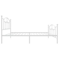 vidaXL Metal Bed Frame with Headboard and Footboard White 39.4