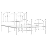 Vidaxl Metal Bed Frame With Headboard And Footboard White 53.1