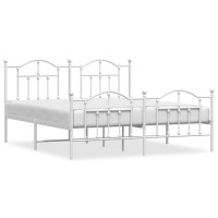 Vidaxl Metal Bed Frame With Headboard And Footboard White 72