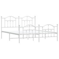 Vidaxl Metal Bed Frame With Headboard And Footboard White 72