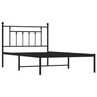 Vidaxl Metal Bed Frame With Headboard Black 39.4