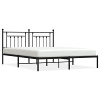 vidaXL Metal Bed Frame with Headboard Black 72