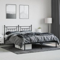 vidaXL Metal Bed Frame with Headboard Black 72