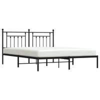 vidaXL Metal Bed Frame with Headboard Black 72