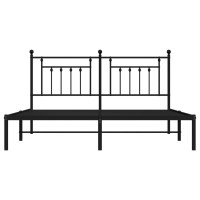 vidaXL Metal Bed Frame with Headboard Black 72