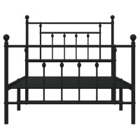 vidaXL Metal Bed Frame with Headboard and Footboard Black 39.4