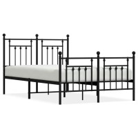 vidaXL Metal Bed Frame with Headboard and Footboard Black 53.1