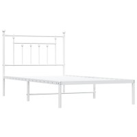 vidaXL Metal Bed Frame with Headboard White 39.4