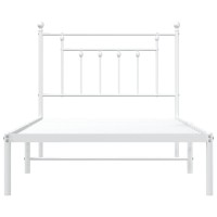 vidaXL Metal Bed Frame with Headboard White 39.4