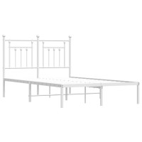 Vidaxl Metal Bed Frame With Headboard White 53.1