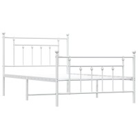 vidaXL Metal Bed Frame with Headboard and Footboard White 39.4