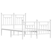 Vidaxl Metal Bed Frame With Headboard And Footboard White 53.1