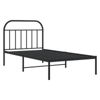 vidaXL Metal Bed Frame with Headboard Black 39.4