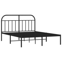 vidaXL Metal Bed Frame with Headboard Black 53.9