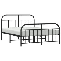 vidaXL Metal Bed Frame with Headboard and Footboard Black 53.9