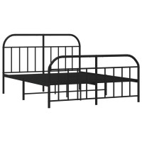 vidaXL Metal Bed Frame with Headboard and Footboard Black 53.9