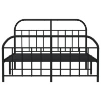 vidaXL Metal Bed Frame with Headboard and Footboard Black 53.9