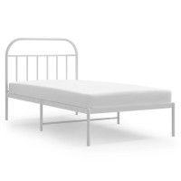 vidaXL Metal Bed Frame with Headboard White 39.4