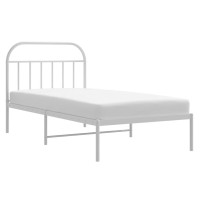 vidaXL Metal Bed Frame with Headboard White 39.4