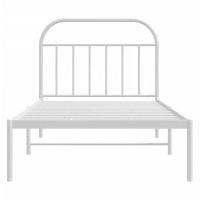 vidaXL Metal Bed Frame with Headboard White 39.4