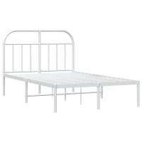 vidaXL Metal Bed Frame with Headboard White 53.9