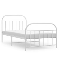 Vidaxl Metal Bed Frame With Headboard And Footboard White 39.4X78.7
