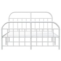 vidaXL Metal Bed Frame with Headboard and Footboard White 53.9