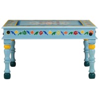 vidaXL Coffee Table Turquoise Hand Painted Solid Wood Mango