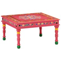 vidaXL Coffee Table Pink Hand Painted Solid Wood Mango