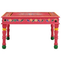 vidaXL Coffee Table Pink Hand Painted Solid Wood Mango