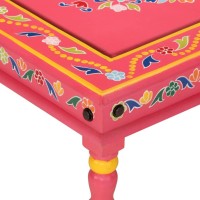 vidaXL Coffee Table Pink Hand Painted Solid Wood Mango