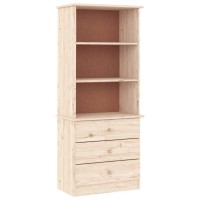 Vidaxl Bookcase With Drawers Alta 23.6X13.8X55.9 Solid Wood Pine