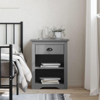 Vidaxl Bedside Cabinet Bodo Gray 20.9X15.2X26 Solid Wood Pine